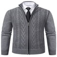 thumbnail image 1 of Cardigan pour Hommes, Cardigan à Fermeture Éclair, Manches Longues, Col Montant, Couleur Contrastée, 1 of 4