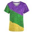 thumbnail image 5 of BiZtdJrK Scrub Tops for Women Fashion Nurse Uniforms 2025 Mardi Gras Short Sleeve Working T-Shirts Casual V Neck Scrubs Blouse with Pockets Purple XL Dollar Sales, 5 of 6