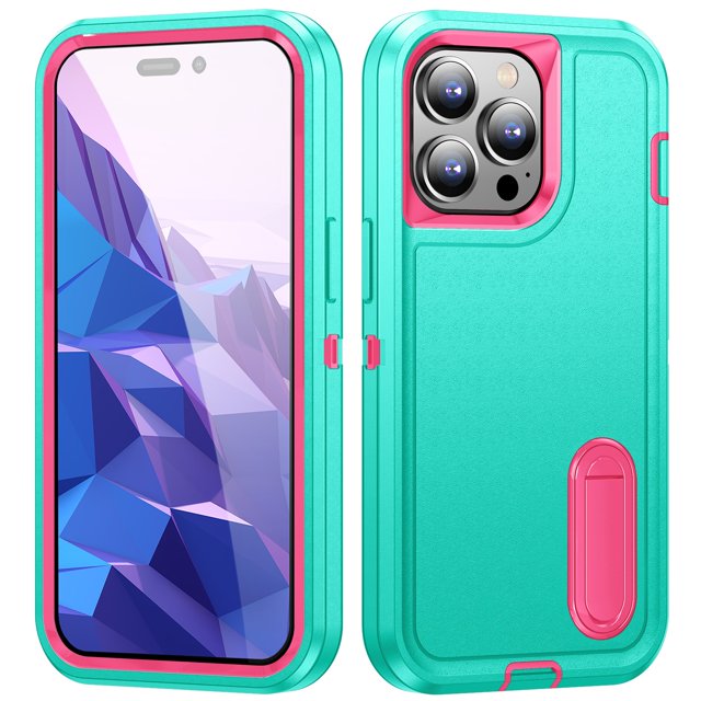 JTCASES Compatible with iPhone 15 Pro Case Heavy Duty Protective Rugged Phone Case, Full Body Anti-dust Shockproof Drop Proof Armor Durable Cover Case for iPhone 15 Pro 6.1 inch, Mint/Rose