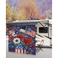 thumbnail image 5 of 4th of July RV Awning Sun Shade Screen 9'X7' Poppy Vase Mesh Sunscreen Patriotic American Flag Fireworks Awning Shade Screen with Zipper UV Blocker Completed Kits for RV Motorhome Camper, 5 of 7