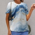 thumbnail image 6 of Marble Blue Greene Purple And Gold Stripes Women's T-Shirt Short Sleeve T Shirts Tops Tee Ladies Loose T, 6 of 6
