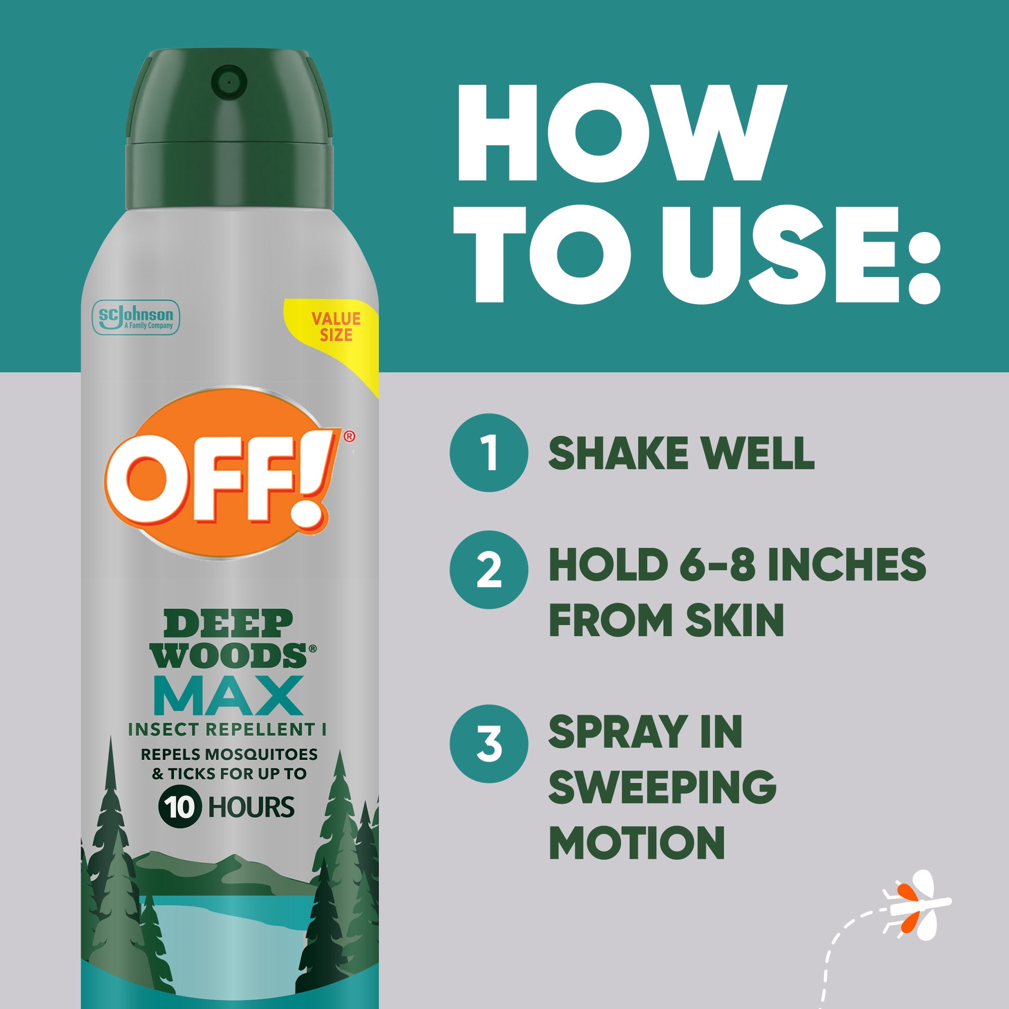 OFF! Deep Woods® Max Mosquito & Tick Aerosol Spray with 20% Picaridin, 9 oz