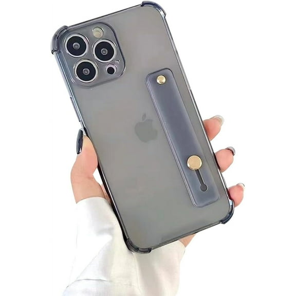 Strap Holder Case for 6.5" iPhone 11 Pro Max with Kickstand, Clear Soft TPU Protective Shockproof Bumper Rugged Cover, Adjustable Finger Grip Loop for iPhone 11 Pro Max 6.5 Inch, Black