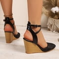 thumbnail image 4 of Rokment Women's Lace Flower Wedge High Heels Dressy Sandals Bridal Elegant Delicate Crochet Pointed Closed Toe Chunky Heeled Dress Pumps Strappy Shoes for Summer Fall Black Size 6, 4 of 6