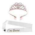 thumbnail image 1 of 1 Juego de faja y corona de graduación para suministros de fiesta de posgrado, Tiara de diamantes de imitación brillante, faja de satén para celebración de graduación, 1 of 5