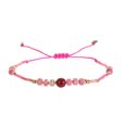 thumbnail image 1 of Nvzi Pulseras de cuentas de piedra hechas a mano para mujer, lindas cuentas de piedra de semilla, pulsera de cuerda ajustable, regalos de joyería de playa de verano, rosa, 1 of 5
