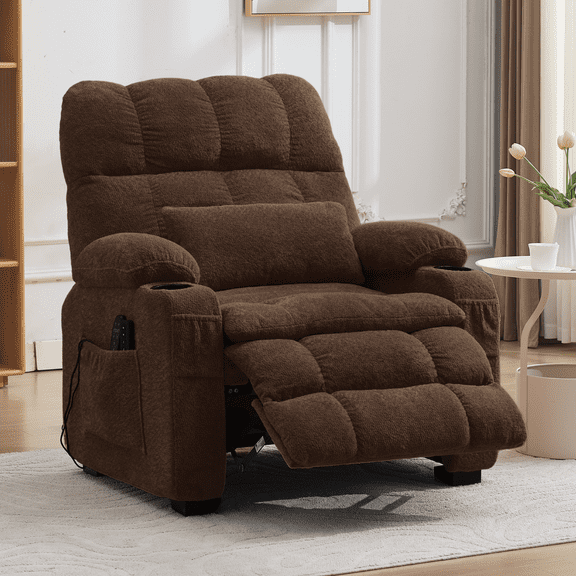 Oversized Power Recliner Chair, 25.6" Wide Seat Electric Lounge Chair with Lumbar Support – Living Room or Home Theater Seating