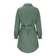 thumbnail image 6 of qolati Women's Long Sleeve Dresses 2023 Fall Corduroy Collar V Neck Button Down Mini Dress with Belted Casual Loose Business Work Shirts Dress, 6 of 6