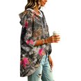 thumbnail image 4 of Womens Casual Drawstring Hoodie 3/4 Sleeve All Over Leaf Print Relax Fit Lightweight Blouse For Weekend Gathering, 4 of 7