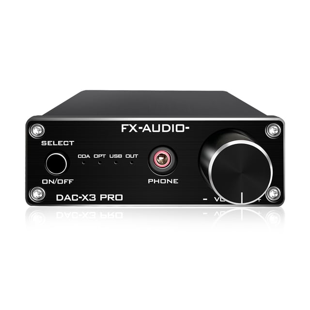 FX-AUDIO X3PRO DAC Convertidor Digital a Analógico Amplificador de Auriculares Amplificador de Audio para Coche Óptico/PC-USB/Coaxial DC5V Enchufe US Negro