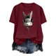 thumbnail image 5 of Tops de Cuello Alto para las Mujeres Amante Impreso Camiseta Cuello Redondo Manga Corta, Poliéster Spandex, 5 of 7