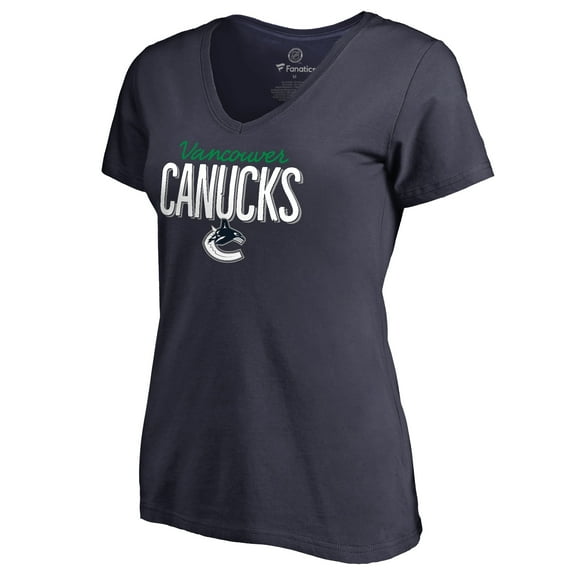Women's Navy Vancouver Canucks Nostalgia V-Neck T-Shirt