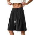 thumbnail image 2 of DODADAWANJ Big and Tall Mens Shorts Retro Pleated Wide Leg Baggy Short with Pockets Elastic Waist Drawstring Long Shorts Summer Beach Short L, 2 of 9