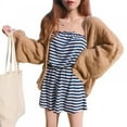 thumbnail image 1 of Womens Open Front Cardigan Colorblock Long Sleeve Loose Knit Lightweight Sweaters, 1 of 5
