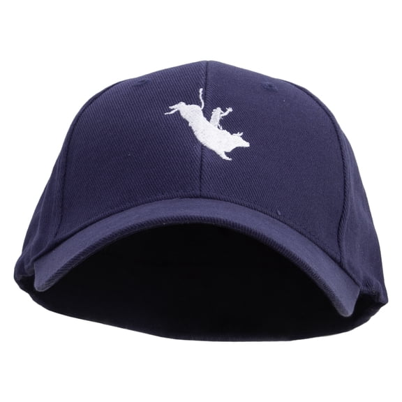 Bull Riding Embroidered Low Profile Washed Flex Cap - Navy OSFM
