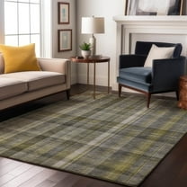 Addison Rugs Mayfield Washable Transitional Plaid Gray Rectangle Rug, 10' x 14'