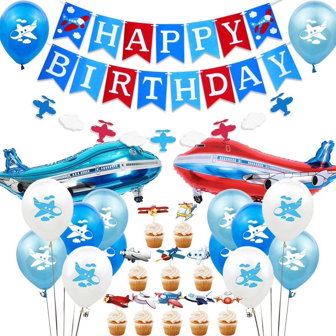Airplane Party Decorations Time Flies Birthday Party Supplies Vintage Airplane and Clouds Garland Banner for Men Adult or Baby Shower