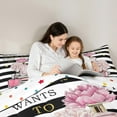 thumbnail image 5 of Erosebridal Girls Bags Perfume Bedding Queen Comforter Set,Chic Books Floral Down Comforter,White Geometry Lines Bedding Sets Queen with Comforter,Microfiber Bedroom Decorative Reversible,3 Pieces, 5 of 7