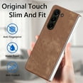 thumbnail image 6 of ELEHOLD for Samsung Galaxy Z Fold5 Leather Case with Screen Protector, Vintage Premium PU Leather Case Shockproof Anti-Scratches Skin-Friendly Cover for Samsung Galaxy Z Fold5, Brown, 6 of 11