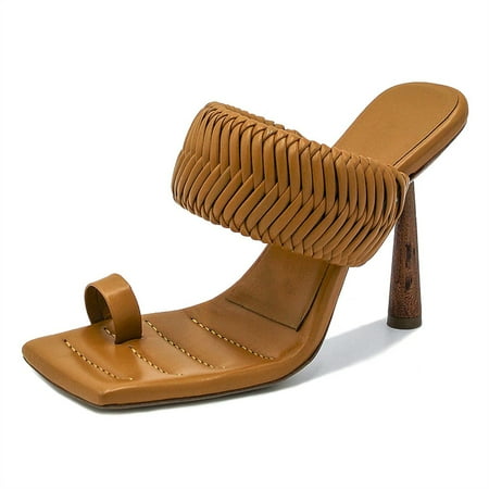 

Summer Women Cross Strappy Square Open Toe Stiletto High Heel Sandals Slippers