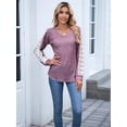 thumbnail image 5 of Womens Long Sleeve Shirts V-Neck Tops Business Casual Blouses Tee Trendy 2025 Fall Fashion Outfits Clothes  Red L, 5 of 7