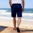 thumbnail image 4 of YLSDY Men's Solid Basic Casual Shorts, Drawstring Elastic Waist, Comfortable Everyday Wear Shorts Navy S, 4 of 6