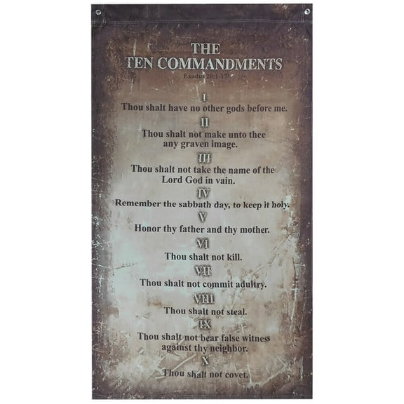 3X5 Ten Commandments Distressed 100D Woven Poly Nylon 5X3 Flag Sleeve & Grommets