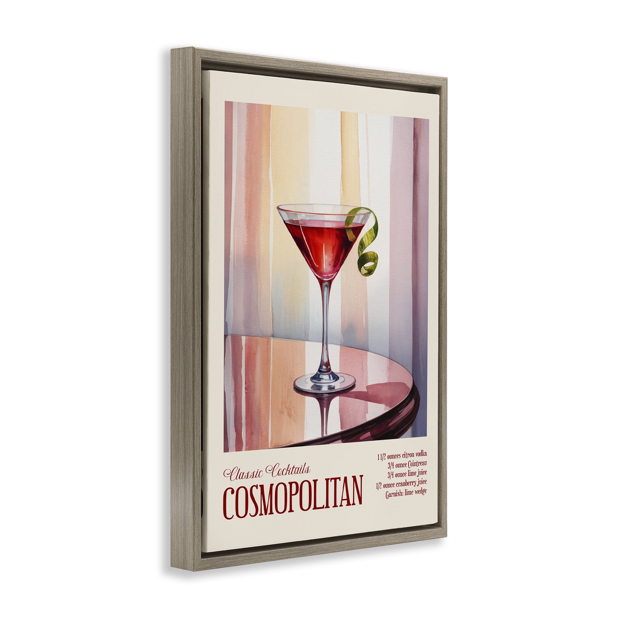 Stupell Industries Cosmopolitan on Reflective Table Brown Framed Floater Canvas Wall Art, design by Andreas Magnusson