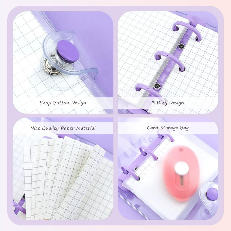 Creative Cute Transparent 3 Ring Mini Loose-leaf Hand Book Student Portable Notebook Ring Binder Kawaii School Supplies
