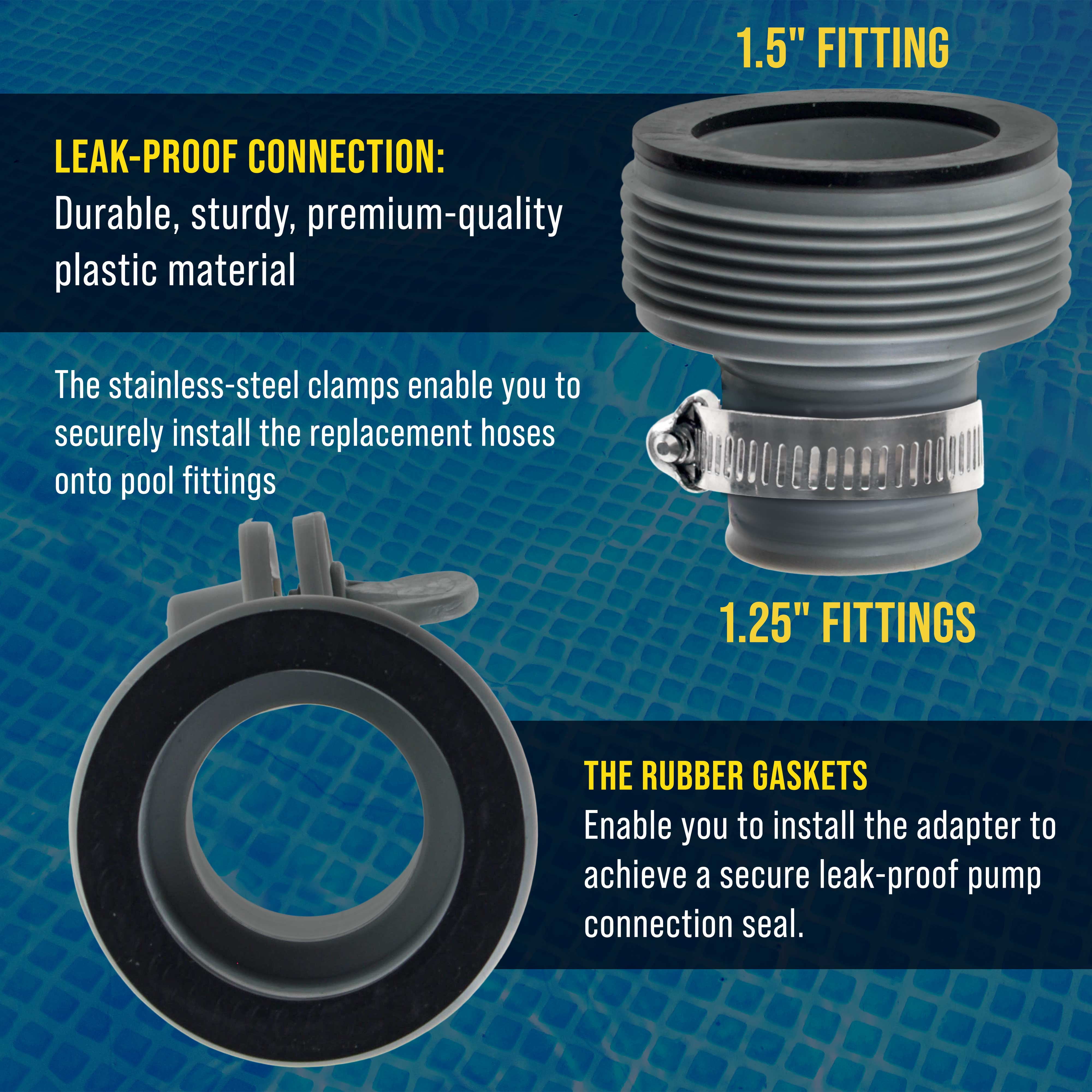 U.S. Pool Supply Pool Plunger Valve and 1.25" to 1.5" Type B Hose Adapter, Pack of 2 - Compatible with Intex Above Ground Pool Replacement Parts - On/Off Shut Off Valve, Sand Filter Pump
