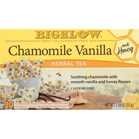 Bigelow Chamomile Vanilla and Honey, Caffeine Free, Herbal Tea Bags, 20 Count
