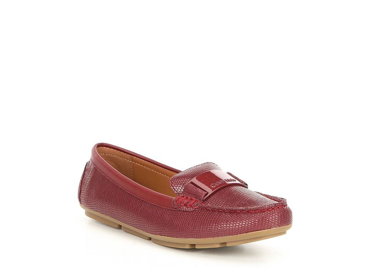 calvin klein red flat shoes