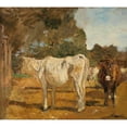 thumbnail image 2 of Emil Jakob Schindler 16x15 Black Ornate Wood Framed Double Matted Museum Art Print Titled - Cows, 2 of 5