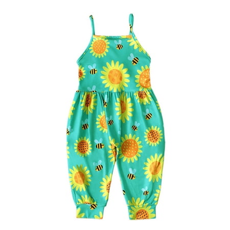 

Mikilon Toddler Kids Boys Girls Summer Fashion Cute Flowers Print Suspenders Romper Jumpsuit Baby Clothes for Girls 3-4 Years Green 2023 Deal
