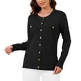 thumbnail image 6 of Uvplove Womens Cardigan Button Down Long Sleeve Soft Knit Crew Neck Sweater,Black,M-3XL, 6 of 8