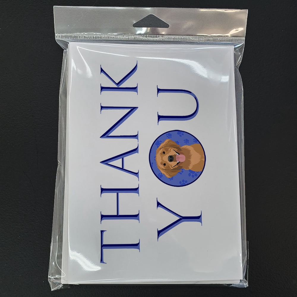 Golden Retriever Red #2 Thank You Greeting Cards and Envelopes Pack of 8 7 in x 5 in