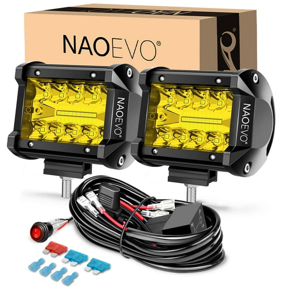 Luces LED amarillas NAOEVO en forma de cápsula de 4 pulgadas, combinación Spot Flood