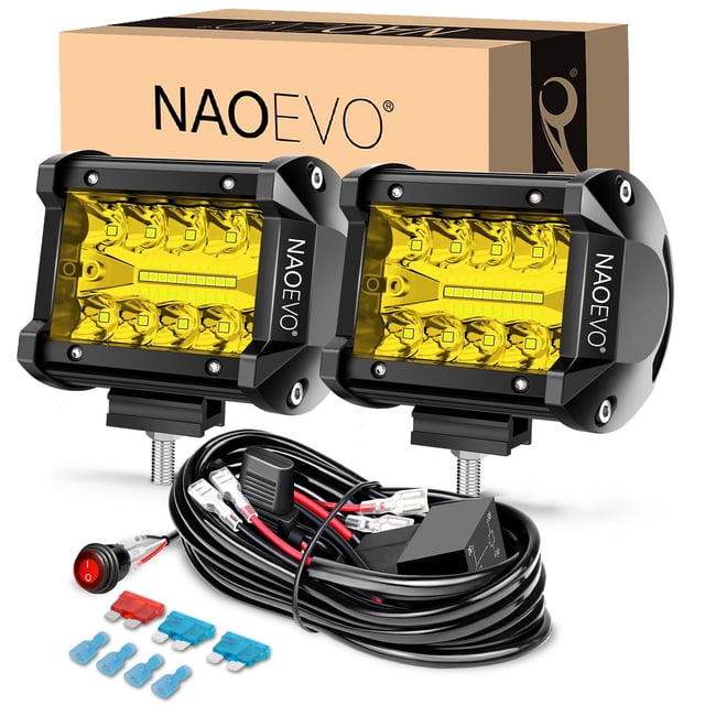 Luces LED amarillas NAOEVO en forma de cápsula de 4 pulgadas, combinación Spot Flood