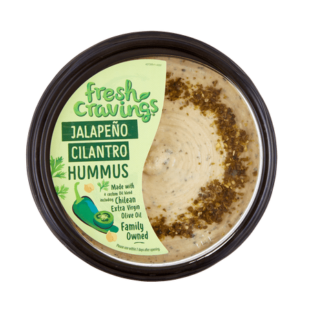 Fresh Cravings Jalapeno Cilantro Hummus,10oz. Plastic Tub, Gluten-Free, Dairy-Free, 2 Tbsp (32g), Contains Sesame