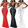thumbnail image 4 of Vestido largo Nagfar con diamantes de imitación para fiesta de cumpleaños, ropa de club, blanco, 4 of 5