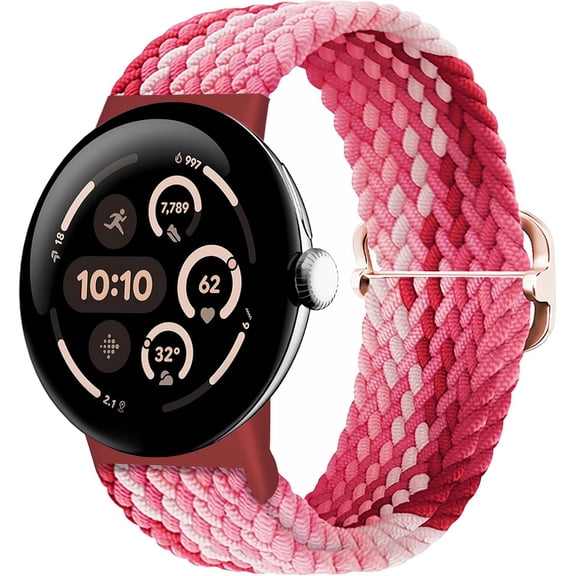 MYKOMI Braided Bands Solo Loop Compatible with Google Pixel Watch 4, 3, 2, 1 41mm/45mm, Adjustable Stretchy Nylon Elastic Straps with Upgraded Connector for Pixel Watch Wristbands Women Men(45mm)