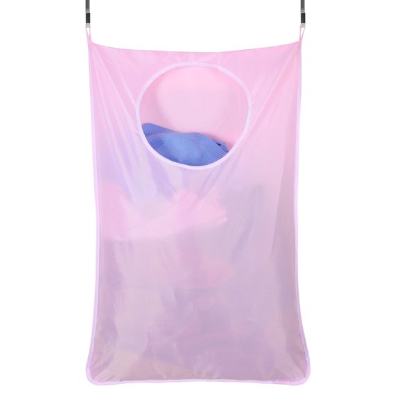 (Color rosa) 2 piezas de cesto para ropa sucia colgante, soporte para bolsa de lavandería, organizador de bolsas recolectoras de ropa para dormitorio y baño