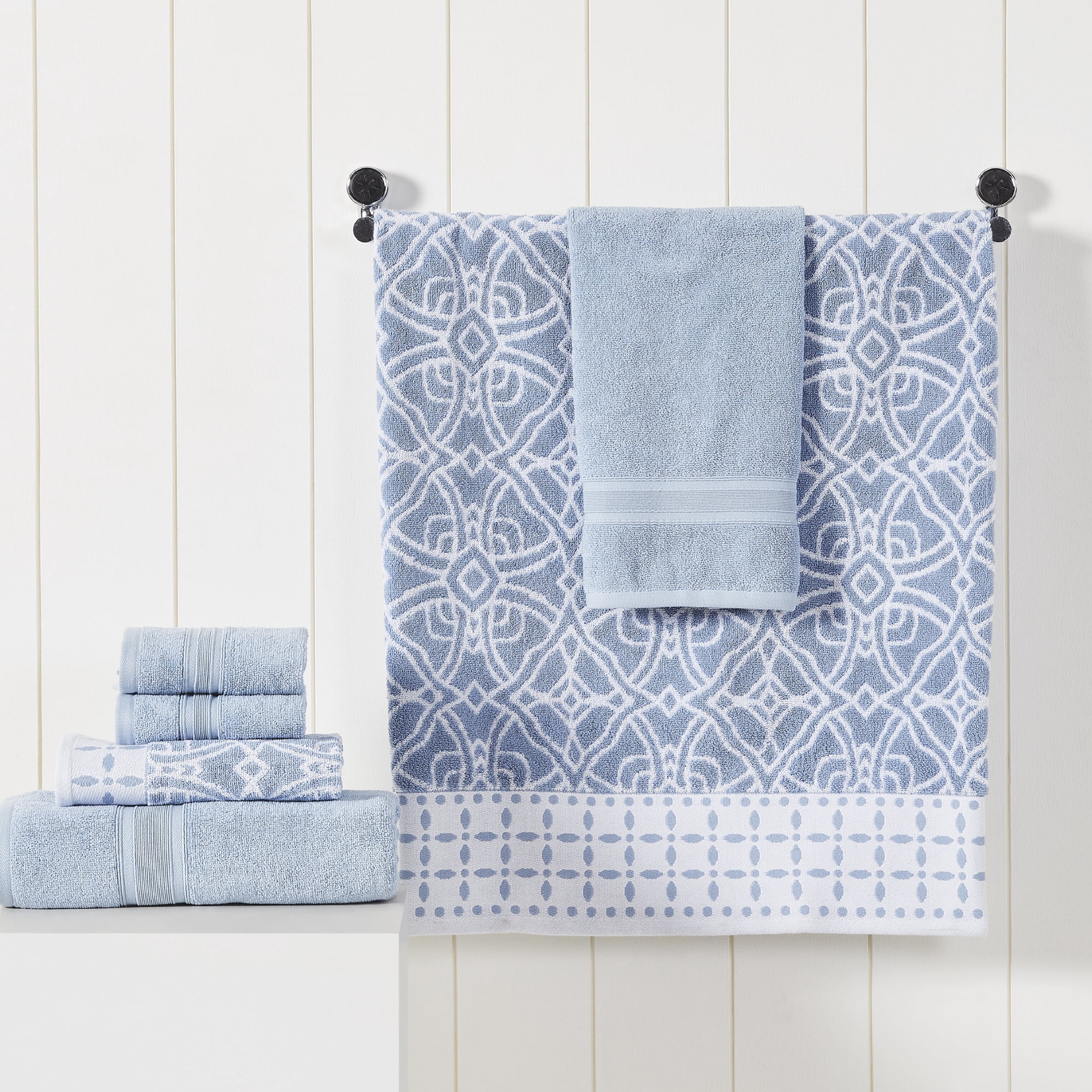 Modern Threads Monroe 6-Piece Cotton Bath Towel Set, Blue