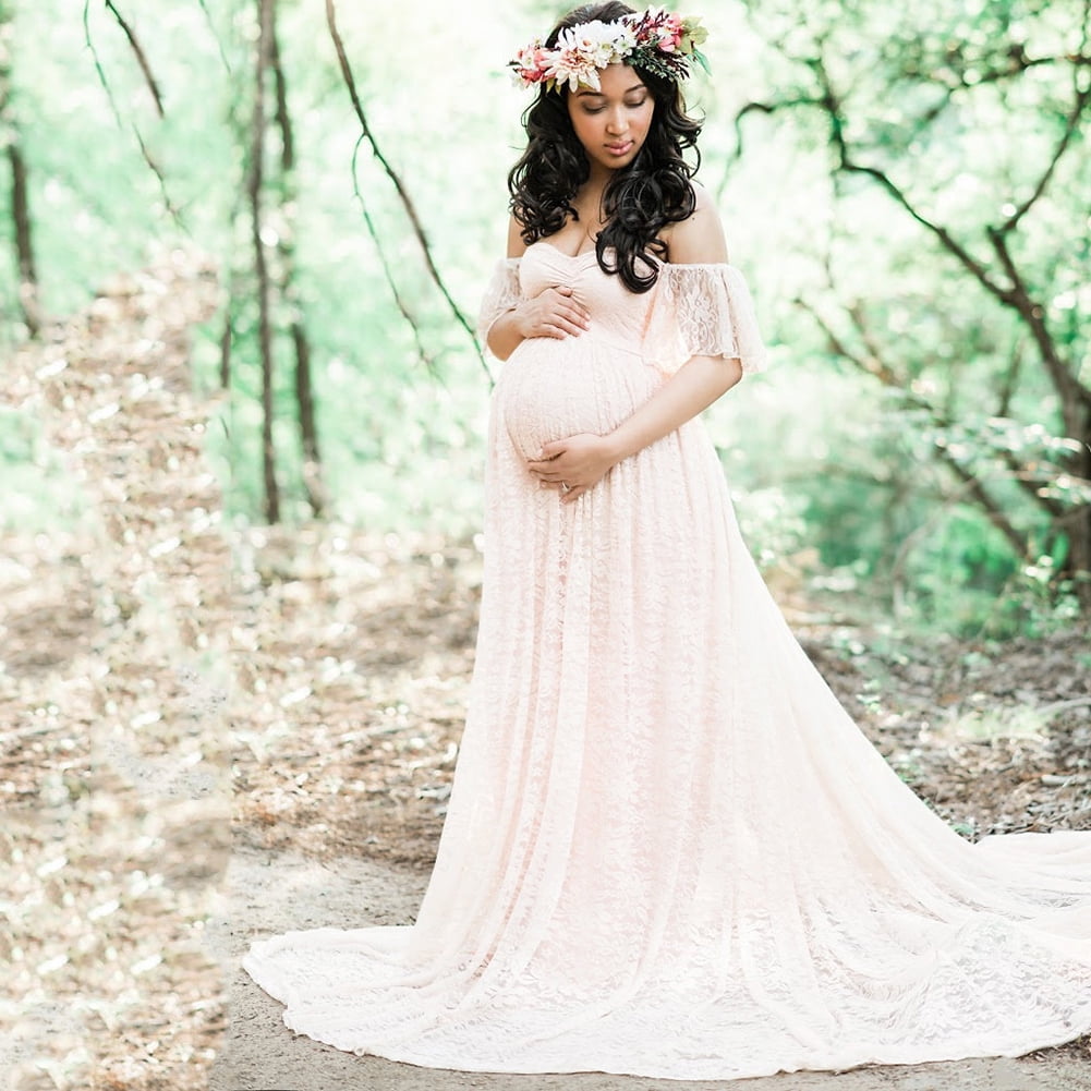 Maternity Women Pregnant Off Shoulder Dress Pregnancy Photography Photo Shoot
