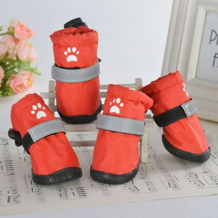 KEINXS Clearance Sale 4Pcs/Set Winter Dog Shoes For Small Dogs Wear-resistant Puppy Pet Shoes Reflective Dog Snow Boots Chihuahua Yorkie Teddy Shoes