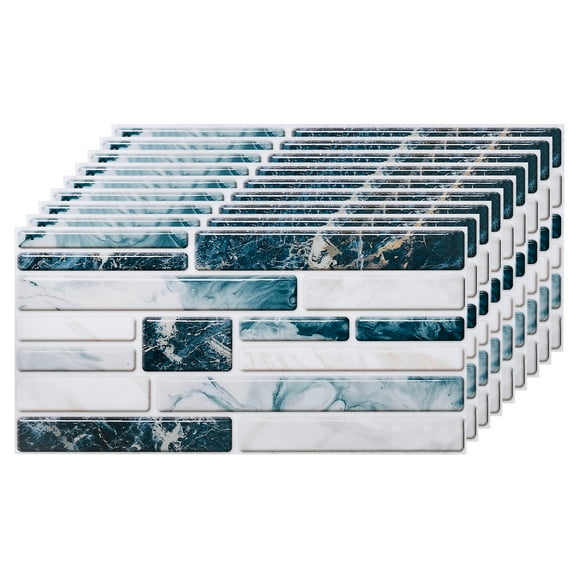Unique Bargains 9 Sheets Peel and Stick Tiles Backsplash, 7.87'x3.94'x0.02' for Kitchen Backsplash Wall Stairs, Purple Beige