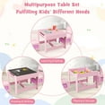 thumbnail image 6 of Gymax 3 in 1 Kids Wood Table Chairs Set w/ Storage Box Blackboard Drawing Pink, 6 of 10