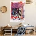 thumbnail image 2 of Colorful Tapestry, Vintage Watercolor Illustrated Scenic Street Cafe House Exterior Composition, Wall Hanging for Bedroom Living Room Dorm Decor, 40W X 60L Inches, Multicolor, by Ambesonne, 2 of 5