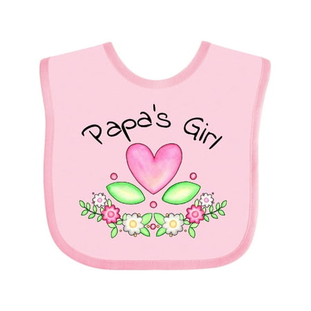 

Inktastic Papa s Girl- Heart Flowers Gift Baby Girl Bib