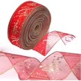 thumbnail image 1 of Feliz Navidad Impresión Glitter Ribbon Swirl Wired Sheer Christmas Tree Decoración Banda para el cabello Arcos Envoltura de regalos Diy Crafts 200x6.3cm Unisexre, 1 of 2